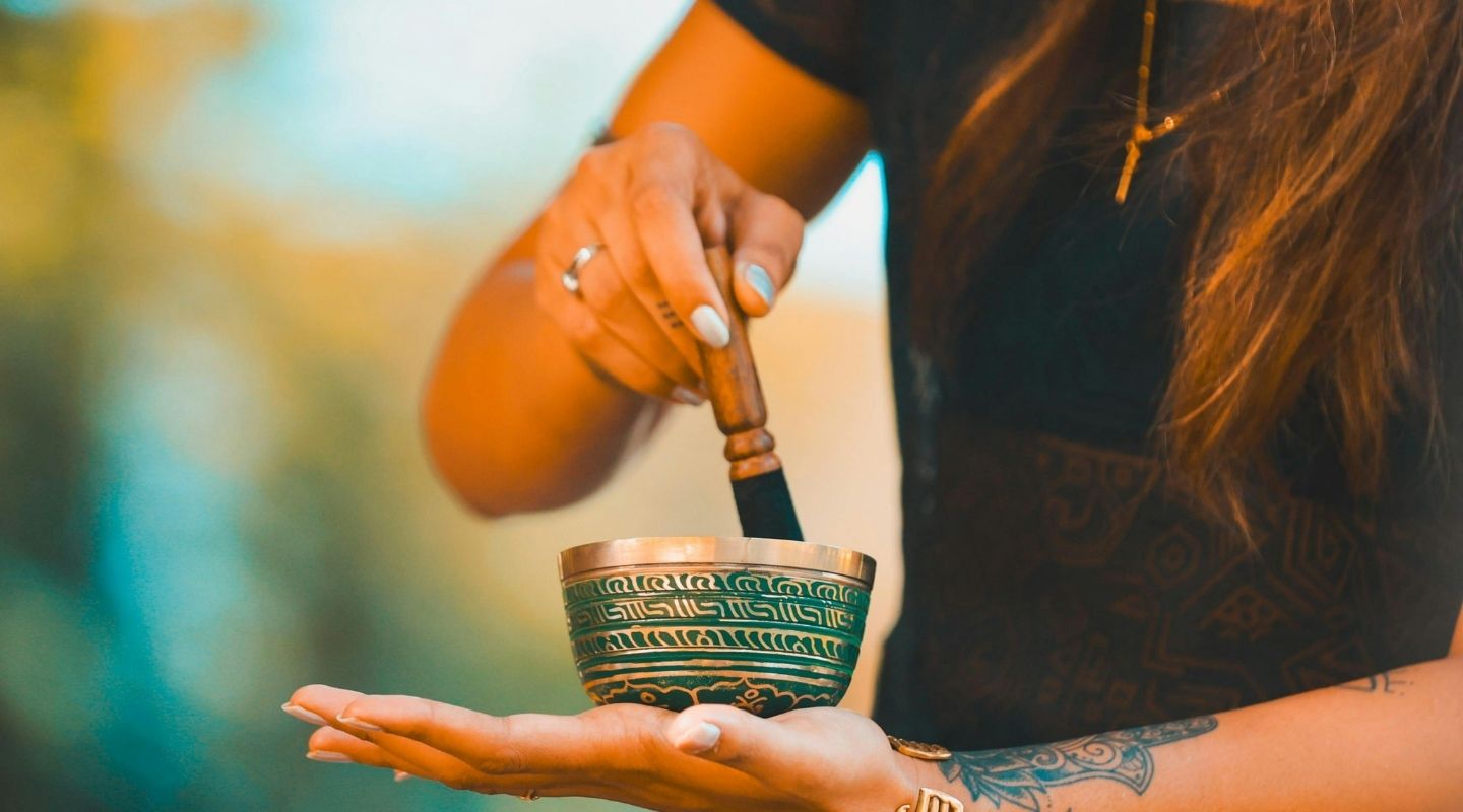 Group sound bath session with Tibetan bowls